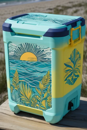 food storage containers,beach furniture,waste container,sand bucket,savings box,treasure chest,rain barrel,coolers,tackle box,lunchbox,beach hut,container drums,paint boxes,waste bins,newspaper box,recycling bin,computer case,hand-painted,chinese takeout container,oyster pail,Illustration,Black and White,Black and White 15