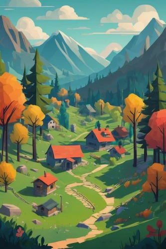 autumn mountains,fall landscape,autumn landscape,alpine village,autumn background,mountain village,landscape background,autumn idyll,campsite,salt meadow landscape,mountain scene,mountain valley,valley,autumn day,home landscape,rural,autumn theme,rural landscape,mushroom landscape,autumn icon,Art,Artistic Painting,Artistic Painting 35