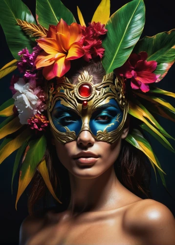 masquerade,venetian mask,golden mask,gold mask,headdress,laurel wreath,balinese,polynesian girl,yellow crown amazon,masque,feather headdress,brazil carnival,tribal masks,headpiece,flowers png,polynesian,girl in a wreath,golden wreath,the carnival of venice,crown-of-thorns,Photography,Artistic Photography,Artistic Photography 08