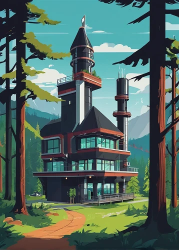 house in the forest,house in the mountains,house in mountains,log home,the cabin in the mountains,pines,treehouse,lodge,river pines,cartoon forest,log cabin,witch's house,mountain station,tree house,summit castle,sugar pine,retirement home,alpine restaurant,forest workplace,tree house hotel,Illustration,Japanese style,Japanese Style 06