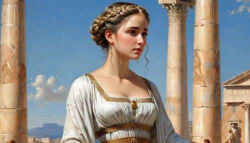 girl in a historic way,artemisia,athenian,classical antiquity,neoclassic,athena,cleopatra,acropolis,aphrodite,accolade,cepora judith,neoclassical,lycaenid,thymelicus,ancient rome,hispania rome,young woman,thracian,cybele,priestess,Conceptual Art,Fantasy,Fantasy 23