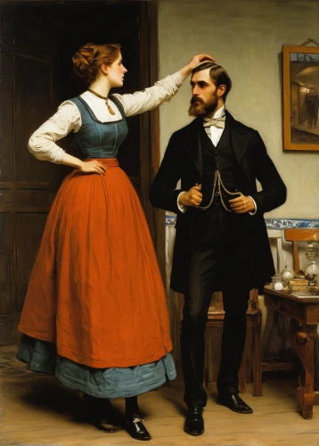 courtship,dispute,young couple,conversation,man and wife,romantic scene,harassment,shoemaker,woman holding pie,engagement,the long-hair cutter,proposal,the victorian era,dancing couple,barber,as a couple,serenade,woman pointing,pointing woman,man and woman,Art,Classical Oil Painting,Classical Oil Painting 12