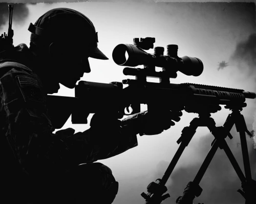 sniper,thermal imaging,us army,war correspondent,infantry,marksman,rifleman,usmc,spotting scope,military organization,red army rifleman,armed forces,aiming,shooter game,special forces,united states marine corps,shootfighting,close shooting the eye,machine gun,federal army,Illustration,Black and White,Black and White 33