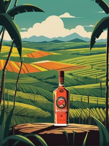 cointreau,rhum agricole,tennessee whiskey,chivas regal,grain whisky,canadian whisky,jägermeister,american whiskey,malibu rum,irish whiskey,travel poster,rye field,scotch whisky,chair in field,cuba background,straw field,suitcase in field,tequila bottle,english whisky,liqueur,Illustration,Vector,Vector 06