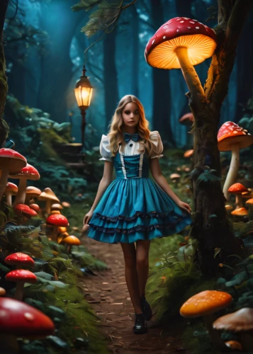 alice in wonderland,alice,wonderland,fairy forest,enchanted forest,fantasy picture,fairy tales,fairy tale character,agaric,fairytales,fairy world,fairytale forest,fairy tale,mushroom landscape,ballerina in the woods,blue mushroom,faerie,forest of dreams,a fairy tale,fairytale,Photography,General,Fantasy