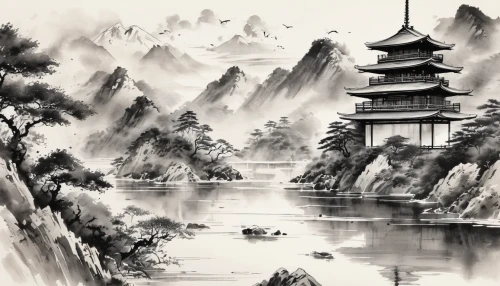 chinese art,guilin,oriental painting,chinese architecture,huashan,yunnan,forbidden palace,wuyi,luo han guo,huangshan maofeng,river landscape,xi'an,yi sun sin,chinese background,yangqin,oriental,chinese temple,tong sui,mountainous landscape,japanese art,Illustration,Paper based,Paper Based 30