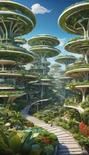 futuristic landscape,mushroom landscape,mushroom island,artificial island,utopian,futuristic architecture,colony,alien world,alien planet,terraforming,sky space concept,artificial islands,apiarium,solar cell base,floating islands,eco hotel,plant community,biome,futuristic,flower dome,Photography,Fashion Photography,Fashion Photography 17