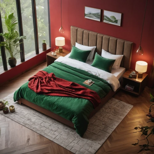 bedding,bed linen,duvet cover,futon pad,bedroom,futon,red green,sleeping room,red and green,bed in the cornfield,bed,sofa bed,bed frame,guestroom,sleeping pad,linens,soft furniture,green living,canopy bed,warm and cozy,Photography,General,Natural