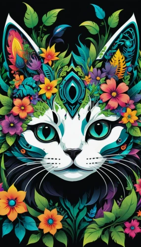 flower cat,flower animal,flowers png,cat vector,flower nectar,wreath of flowers,floral composition,flower illustrative,seamless pattern,floral wreath,floral background,floral ornament,adobe illustrator,blooming wreath,feline,cat image,mandala flower illustration,flora,flower illustration,fauna,Illustration,Realistic Fantasy,Realistic Fantasy 46