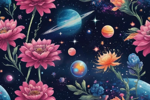 fairy galaxy,easter background,floral background,tulip background,floral digital background,flowers celestial,spring background,japanese floral background,cosmic flower,flower background,springtime background,children's background,space art,wood daisy background,easter banner,universe,celestial bodies,digital background,retro flowers,baby stars,Conceptual Art,Sci-Fi,Sci-Fi 30