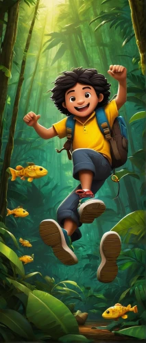 mowgli,children's background,kids illustration,cartoon video game background,world digital painting,animated cartoon,game illustration,forest fish,digital compositing,happy children playing in the forest,monkey island,tarzan,cute cartoon image,underwater background,adventure game,forest background,a collection of short stories for children,action-adventure game,cute cartoon character,adventurer,Illustration,Abstract Fantasy,Abstract Fantasy 22