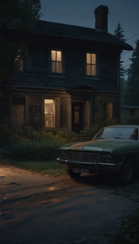 croft,abandoned car,homestead,ghost car rally,rural,old abandoned car,road forgotten,ghost car,lonely house,old home,eerie,plymouth,evening atmosphere,abandoned,summer evening,ghost town,dodge dart,penumbra,dusk,cinematic