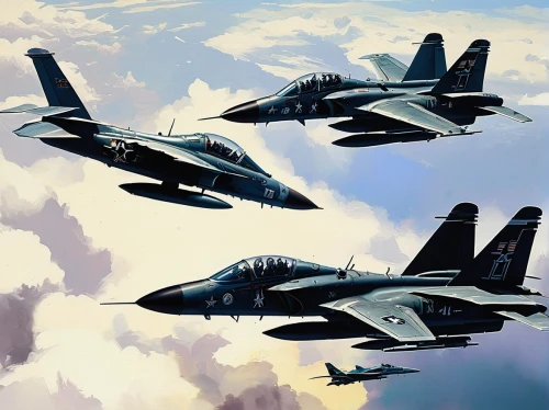 boeing f/a-18e/f super hornet,f a-18c,grumman f-14 tomcat,blue angels,ground attack aircraft,mcdonnell douglas f/a-18 hornet,f-15,sukhoi su-35bm,formation flight,fighter aircraft,sukhoi su-30mkk,air combat,fighter jets,boeing f a-18 hornet,mcdonnell douglas f-15e strike eagle,mcdonnell douglas f-15 eagle,ltv a-7 corsair ii,tomcat,sukhoi su-27,grumman f9f panther,Conceptual Art,Oil color,Oil Color 11
