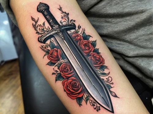 dagger,katana,bowie knife,forearm,on the arm,samurai sword,sword,beautiful girls with katana,machete,king sword,scabbard,samurai fighter,sharp knife,tattoo,swords,hunting knife,excalibur,knife,female warrior,tattoo artist,Conceptual Art,Daily,Daily 08