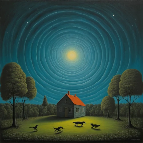 night scene,kennel club,carol colman,home landscape,motif,farm landscape,cloves schwindl inge,dog house,cd cover,moonlit night,hare field,rural landscape,dutch landscape,fox and hare,bruno jura hound,animal shelter,hares,northen light,round house,witch's house,Art,Artistic Painting,Artistic Painting 02