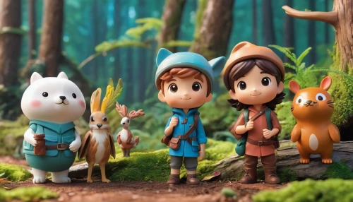 cartoon forest,woodland animals,clay animation,villagers,3d fantasy,forest animals,fairy forest,peter rabbit,cute cartoon character,cute cartoon image,fairytale characters,forest workers,happy children playing in the forest,magical adventure,farmer in the woods,arrowroot family,clay figures,forest walk,robin hood,children's background,Unique,3D,Garage Kits