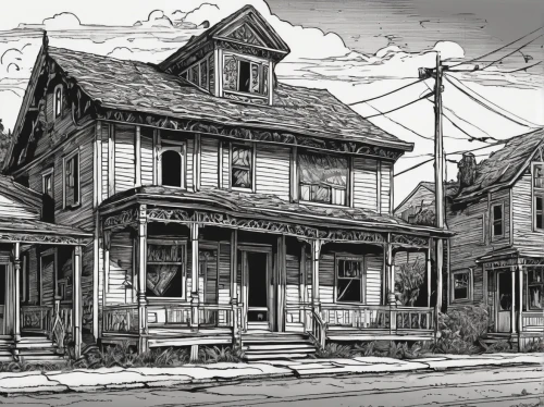 victorian,old houses,wooden houses,old home,house drawing,old house,victorian house,tenement,abandoned house,row houses,serial houses,apartment house,houses clipart,row of houses,houses,homestead,house,ghost town,dilapidated building,victorian style,Illustration,Black and White,Black and White 01