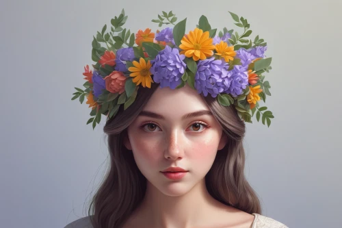 spring crown,girl in a wreath,girl in flowers,flower hat,flower crown,blooming wreath,elven flower,floral wreath,wreath of flowers,digital painting,flower crown of christ,fantasy portrait,beautiful girl with flowers,summer crown,flora,flower wreath,flower fairy,bouquet of flowers,flowers png,flower girl,Conceptual Art,Daily,Daily 27