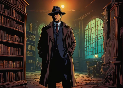 sherlock holmes,holmes,detective,investigator,librarian,sherlock,overcoat,inspector,sci fiction illustration,the doctor,frock coat,doctoral hat,mystery book cover,scholar,hatter,bookshop,apothecary,theoretician physician,private investigator,bram stoker,Illustration,Realistic Fantasy,Realistic Fantasy 45