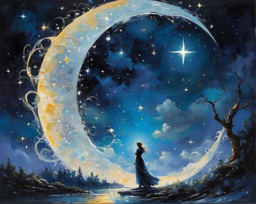 moon and star background,moon phase,hanging moon,the moon and the stars,violinist violinist of the moon,moon and star,blue moon,moonbeam,moonlit night,stars and moon,celestial body,phase of the moon,moon night,celestial bodies,herfstanemoon,moons,the moon,blue moon rose,moonlit,moon shine,Conceptual Art,Oil color,Oil Color 06