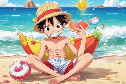summer background,straw hat,holding a coconut,beach background,matsuno,straw hats,marco,one piece,coconut hat,summer day,coconut ball,coconuts on the beach,playing in the sand,birthday banner background,beach umbrella,beach sports,king coconut,beach toy,dream beach,summer icons,Illustration,Japanese style,Japanese Style 01