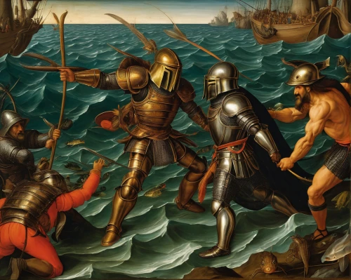 regatta,el mar,naval battle,the people in the sea,carpaccio,hunting scene,the storm of the invasion,botticelli,lancers,veneto,mutiny,painting technique,st martin's day,the middle ages,medieval,aperol,meticulous painting,patrols,renaissance,surface water sports,Art,Classical Oil Painting,Classical Oil Painting 34