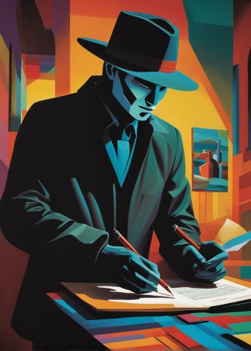 game illustration,spy,spy visual,mafia,man with a computer,sci fiction illustration,investigator,spy-glass,wpap,painting technique,detective,private investigator,clue and white,vector illustration,inspector,banker,film noir,illustrator,jazz pianist,vector graphic,Art,Artistic Painting,Artistic Painting 34