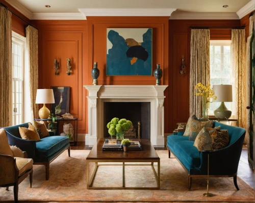 sitting room,teal and orange,great room,mid century modern,interior decor,family room,wing chair,contemporary decor,chaise lounge,livingroom,wade rooms,living room,brownstone,billiard room,color combinations,fireplaces,interior design,interiors,blue room,modern decor,Conceptual Art,Sci-Fi,Sci-Fi 17