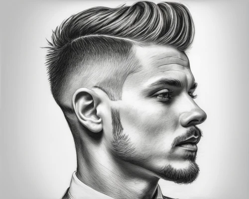 pompadour,barber,vector illustration,man portraits,pencil drawing,mohawk hairstyle,charcoal pencil,graphite,artus,stylograph,vector art,goatee,crew cut,artist portrait,digital drawing,digital painting,drawing mannequin,mohawk,custom portrait,pomade,Illustration,Black and White,Black and White 35