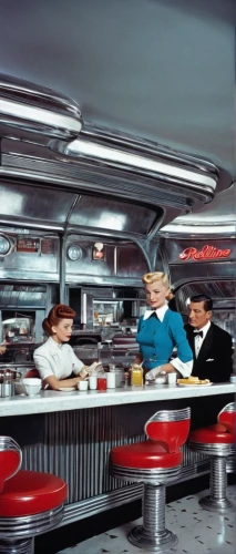 retro diner,drive in restaurant,breakfast on board of the iron,model years 1958 to 1967,atomic age,diner,fifties,edsel,flying saucer,model years 1960-63,soda fountain,edsel bermuda,galley,fast food restaurant,star kitchen,color image,ufo interior,cafeteria,saucer,1960's,Photography,Black and white photography,Black and White Photography 10