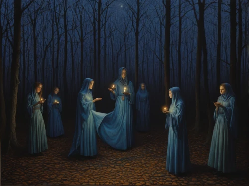 candlemas,nuns,all saints' day,procession,monks,druids,carol singers,seven sorrows,contemporary witnesses,fourth advent,the magdalene,carolers,carmelite order,third advent,pentecost,angel lanterns,the abbot of olib,celebration of witches,dance of death,santons,Conceptual Art,Daily,Daily 30