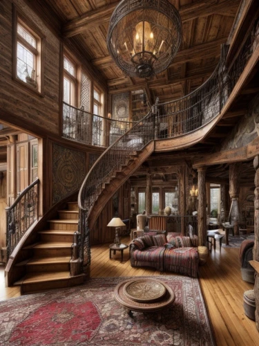 winding staircase,ornate room,mansion,staircase,brownstone,outside staircase,circular staircase,wooden stairs,great room,luxury home interior,spiral staircase,victorian style,interior design,crib,loft,beautiful home,luxury decay,luxury property,penthouse apartment,chateau,Interior Design,Living room,Farmhouse,Andean Warmth