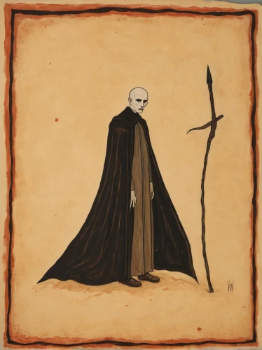 the abbot of olib,grim reaper,grimm reaper,middle eastern monk,dance of death,scythe,archimandrite,monk,cloak,angel of death,pall-bearer,abaya,carthusian,friar,sōjutsu,monks,pilgrim,darth wader,quarterstaff,prayer rug,Art,Artistic Painting,Artistic Painting 47