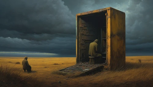 outhouse,phone booth,surrealism,refrigerator,monolith,suitcase in field,telephone booth,courier box,train of thought,sci fiction illustration,mailbox,barebone computer,the threshold of the house,the door,locker,letter box,open door,man with a computer,world digital painting,metal box,Photography,General,Natural