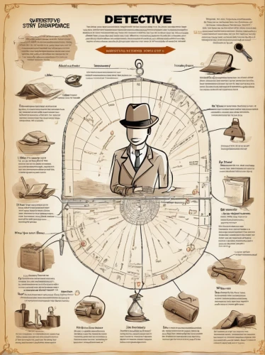 detective,investigator,inspector,private investigator,spy visual,spy-glass,vector infographic,reading magnifying glass,spy camera,magnifier glass,decrypted,magnifying glass,investigation,hat retro,cryptography,investigate,panama hat,magnify glass,trilby,infographics,Unique,Design,Infographics