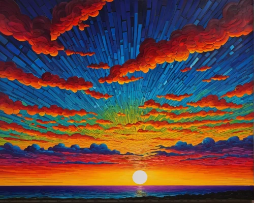 rainbow clouds,sunrise in the skies,sun,coast sunset,kaleidoscopic,layer of the sun,sky,lsd,horizon,sunset,solar eruption,sunrise,kaleidoscope,rainbow waves,psychedelic art,sol,mountain sunrise,aura,kaleidoscope art,incredible sunset over the lake,Illustration,Children,Children 05