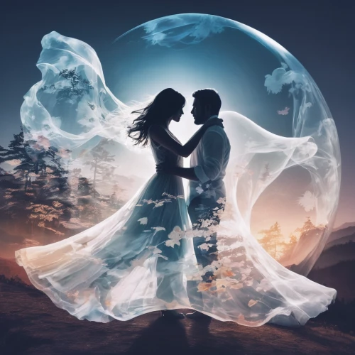 love in the mist,the moon and the stars,honeymoon,fantasy picture,celestial bodies,moon and star background,crystal ball,a fairy tale,amorous,sun and moon,romantic scene,moon phase,fairy tale,fairytales,blue moon rose,phase of the moon,love in air,dancing couple,photomanipulation,fairytale,Photography,Artistic Photography,Artistic Photography 07