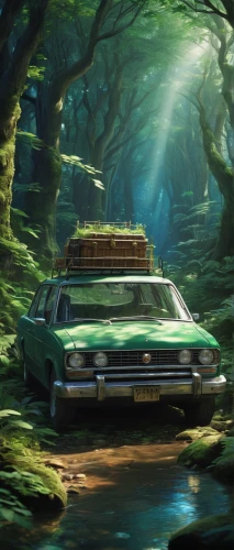 station wagon-station wagon,retro vehicle,3d car wallpaper,impala,chevrolet impala,retro car,abandoned car,pontiac tempest,toyota ae85,ghost car,forest background,pontiac ventura,oldsmobile intrigue,planted car,old car,ford galaxie,buick electra,road forgotten,old abandoned car,forest,Illustration,Japanese style,Japanese Style 09