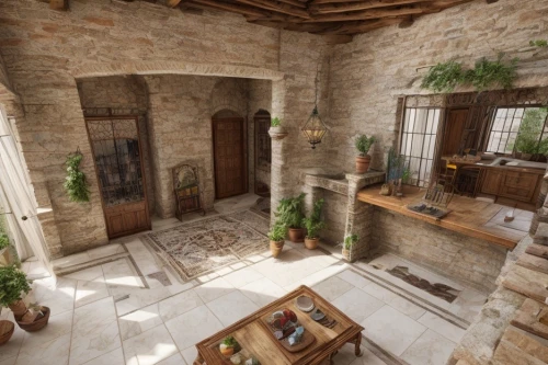 home interior,inside courtyard,courtyard,patio,provencal life,entrance hall,traditional house,fireplaces,country cottage,interior decor,country estate,country house,fireplace,kitchen interior,house entrance,private house,ancient house,3d rendering,roman villa,tuscan,Interior Design,Living room,Mediterranean,Spanish Colonial Charm
