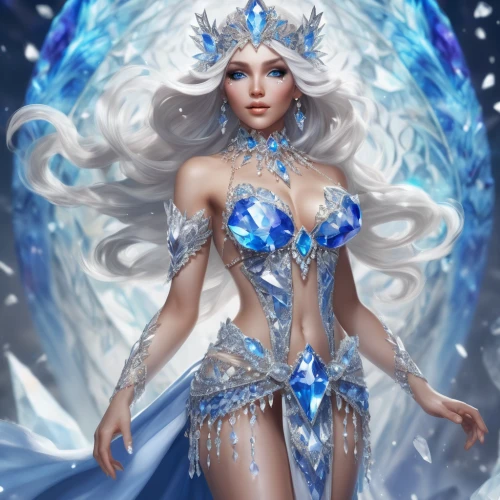 ice queen,the snow queen,white rose snow queen,ice princess,suit of the snow maiden,blue snowflake,blue enchantress,winterblueher,fairy queen,fantasy art,elsa,faerie,ice crystal,fantasy woman,fantasy portrait,fantasy picture,crystalline,white snowflake,faery,snowflake background,Conceptual Art,Fantasy,Fantasy 31