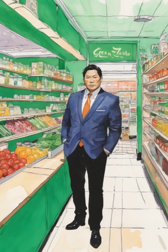 shopkeeper,deli,convenience store,korean royal court cuisine,supermarket,grocer,janome chow,minimarket,grocery,choi kwang-do,clerk,greengrocer,grocery store,chicken product,convenience food,samcheok times editor,pharmacy,han thom,store,consumer,Illustration,Paper based,Paper Based 07