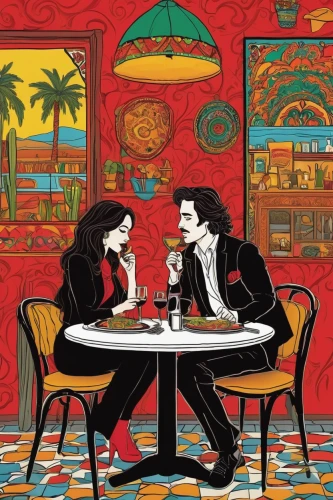 roaring twenties couple,dining,chinese restaurant,dinner for two,mobster couple,clue and white,the room,parcheesi,paris cafe,romantic dinner,a restaurant,diner,cocktails,placemat,restaurants,cool pop art,fine dining restaurant,bistro,jigsaw puzzle,new york restaurant,Illustration,Vector,Vector 14