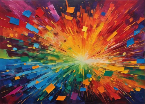 fireworks art,pentecost,exploding,explode,klaus rinke's time field,explosion,colorful star scatters,abstract painting,sunburst background,supernova,starburst,speed of light,kaleidoscope,exploding head,last particle,kaleidoscope art,abstract artwork,pyrotechnic,flying sparks,oil painting on canvas,Illustration,Vector,Vector 07