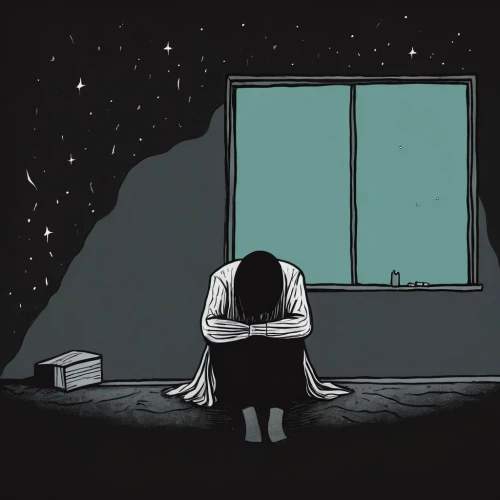 to be alone,depression,overthinking,loneliness,isolation,grief,isolate,depressed woman,alone,sadness,lonely,sorrow,melancholy,half-mourning,astronomers,self-abandonment,longing,emptiness,falling stars,solitude,Illustration,Children,Children 06