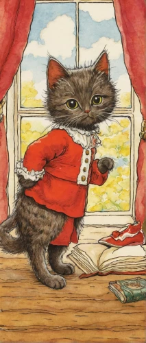 kate greenaway,red cat,tea party cat,selkirk rex,cat sparrow,book illustration,cheshire,napoleon cat,edward lear,vintage cat,vintage illustration,cat drinking tea,little red riding hood,figaro,the cat,cat european,children's fairy tale,vintage cats,lucky cat,cat cartoon,Art,Classical Oil Painting,Classical Oil Painting 17