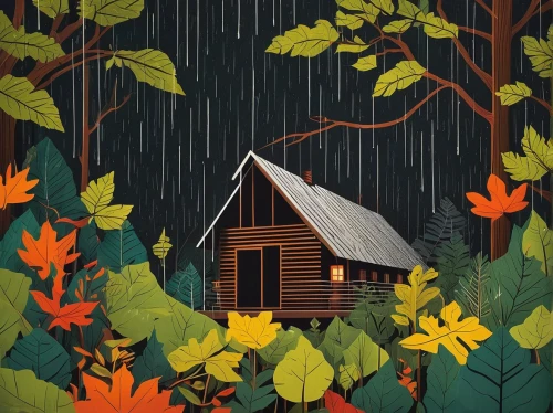 small cabin,wooden hut,house in the forest,little house,rainy season,log cabin,cottage,rainy,cabin,rainy day,small house,log home,treehouse,lonely house,sheds,summer cottage,autumn camper,wooden house,rainy weather,shelter,Illustration,Vector,Vector 13