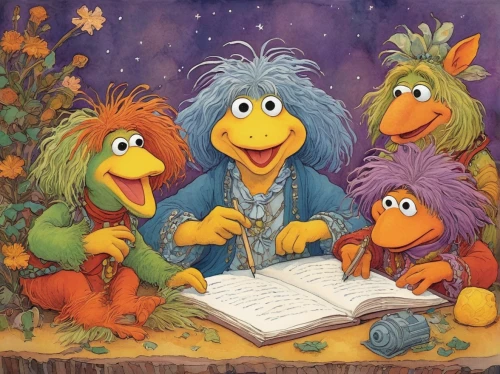 sesame street,the muppets,ernie,children studying,childrens books,children's background,children's paper,song book,bert,tree loc sesame,songbirds,magic book,children learning,songbook,artists of stars,key birds,carol singers,coloring picture,a collection of short stories for children,guestbook,Illustration,Retro,Retro 07