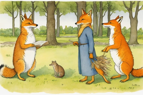 foxes,fox and hare,garden-fox tail,fox hunting,fox stacked animals,squirrels,horsetail family,orange robes,buckthorn family,woodland animals,kate greenaway,peter rabbit,child fox,little fox,rabbits and hares,foxtail,vulpes vulpes,hare trail,rabbit family,a fox,Illustration,Realistic Fantasy,Realistic Fantasy 31