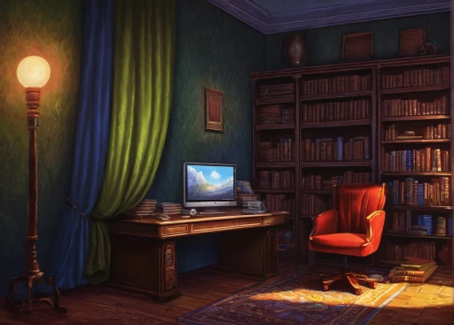 study room,sci fiction illustration,secretary desk,consulting room,reading room,computer room,cartoon video game background,game illustration,writing desk,backgrounds,french digital background,colored pencil background,blue room,playing room,study,world digital painting,danish room,game room,workspace,backgrounds texture,Illustration,Realistic Fantasy,Realistic Fantasy 26