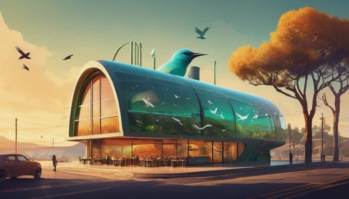 futuristic architecture,drive in restaurant,fast food restaurant,mcdonald's,retro diner,mcdonalds,futuristic landscape,futuristic art museum,mcdonald,electric gas station,cubic house,cube stilt houses,drive through,eco-construction,mobile home,cube house,ice cream shop,a restaurant,gas-station,modern architecture,Conceptual Art,Daily,Daily 20